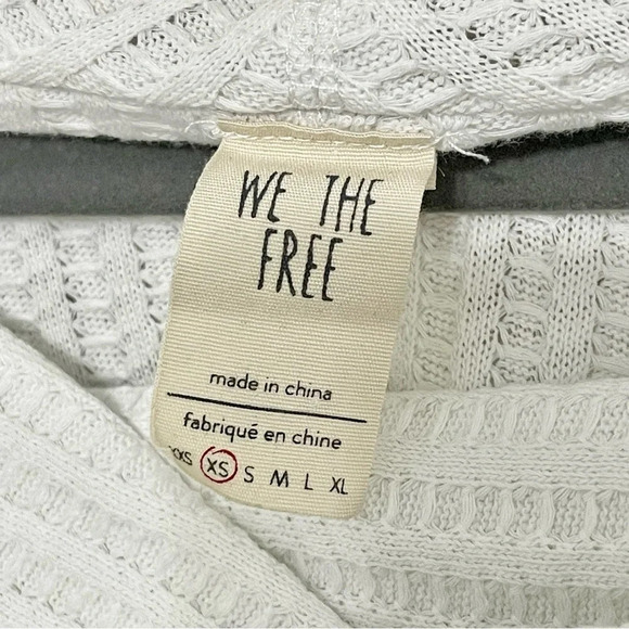 Free People Waffle Ivory Cowl Neck Longsleeve Thermal Top XS - Picture 4 of 6